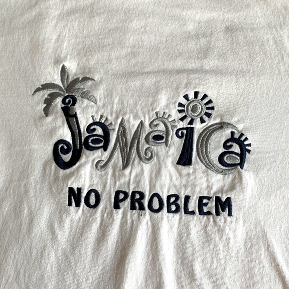 5/$20 Vintage tourist Jamaica tee shirt top shortsleeve M white and black - Picture 8 of 8